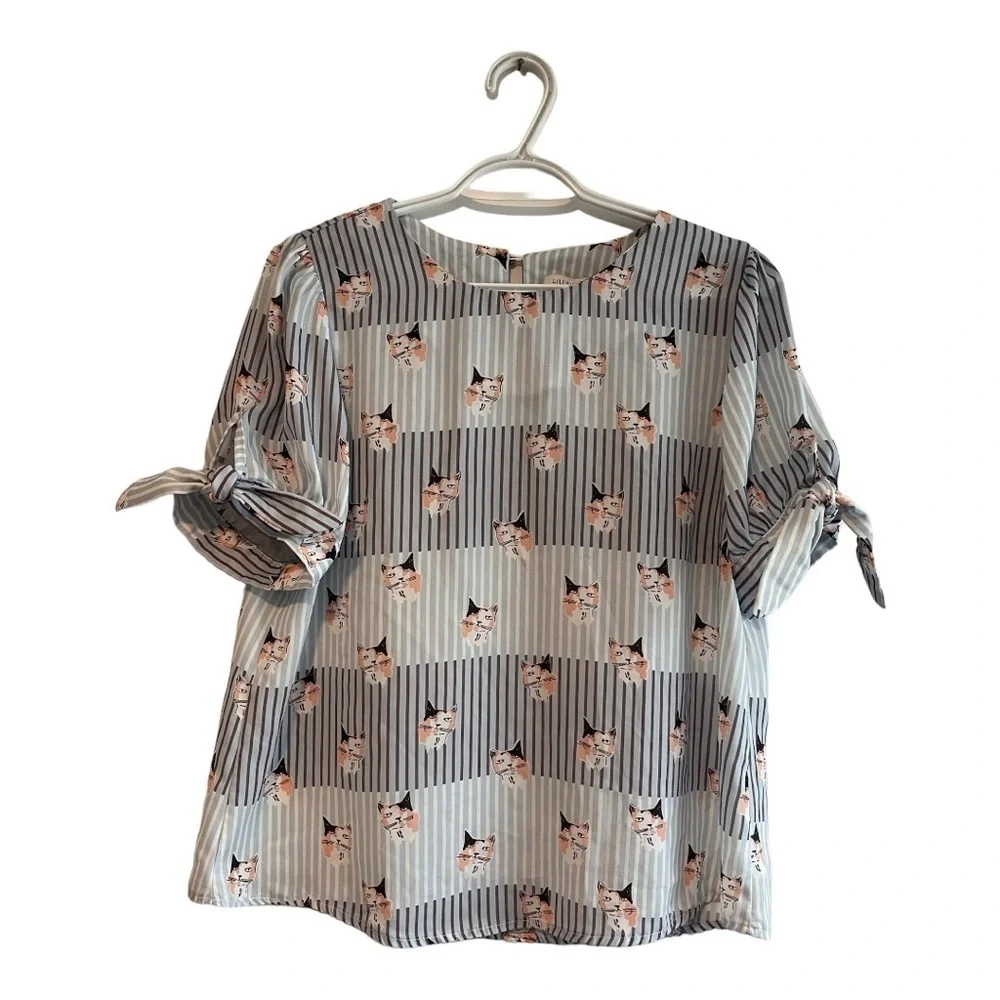 Molly Bracken Lili Sidonia Collection cat print blouse - Picture 10 of 11